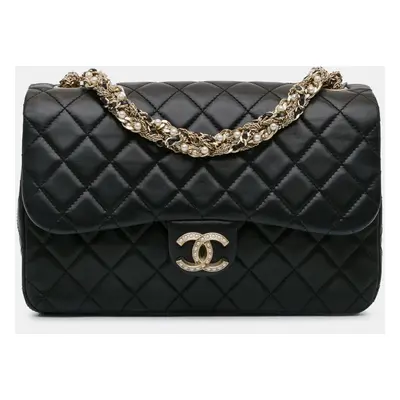 Chanel Black Quilted Lambskin Leather Westminster Pearl Flap Bag