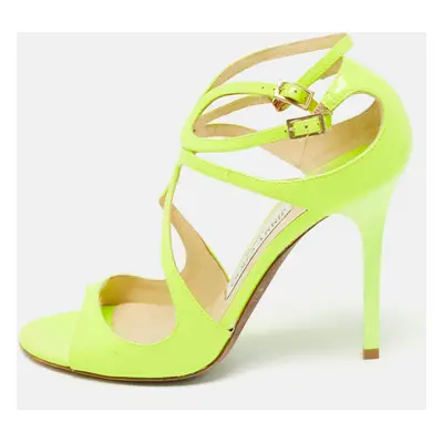 Jimmy Choo Neon Yellow Leather Lance Sandals Size