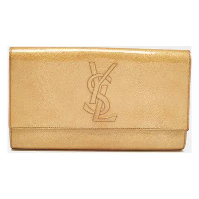 Yves Saint Laurent Gold Patent Leather Belle De Jour Clutch