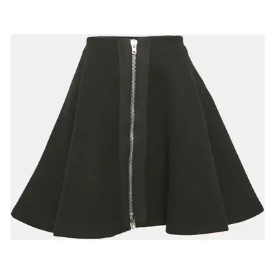 Miu Miu Black Wool Flared Mini Skirt