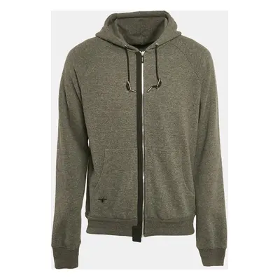 Dior Homme Grey Wool Blend Zip-Front Hooded Jacket