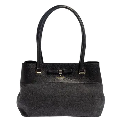 Kate Spade Grey/Black Wool and Leather Henderson Street Tote