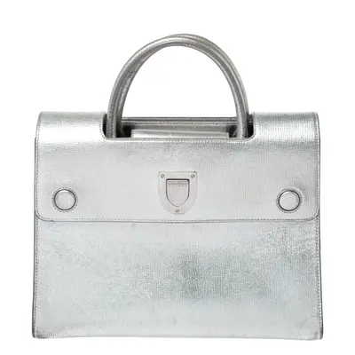 Dior Metallic Silver Leather Diorever Bag