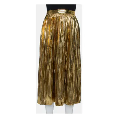 Mes Demoiselles Gold Lurex Silk Pleated Sadiola Midi Skirt