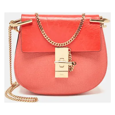 Chloe Orange Leather Small Drew Chain Crossbody Bag