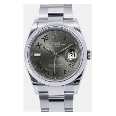 Rolex Grey Stainless Steel Datejust Automatic Men's Wristwatch mm