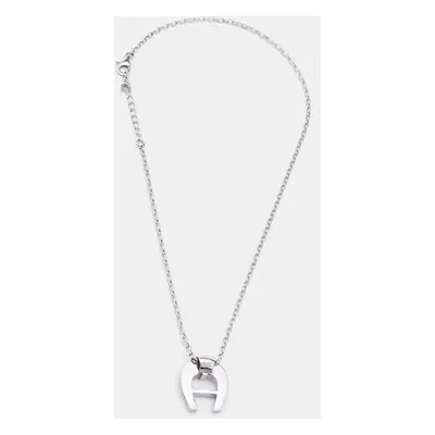 Aigner Sterling Silver Crystal Embellished Pendant Necklace