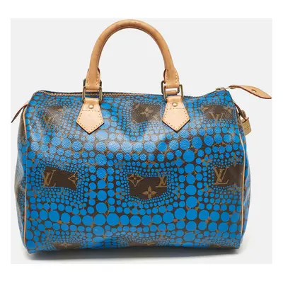 Louis Vuitton Blue Monogram Canvas Limited Edition Yayoi Kusama Town Speedy Bag