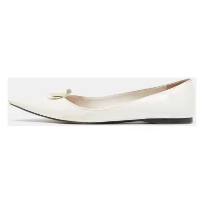 Miu Miu White Patent Leather Ballet Flats Size 38.5