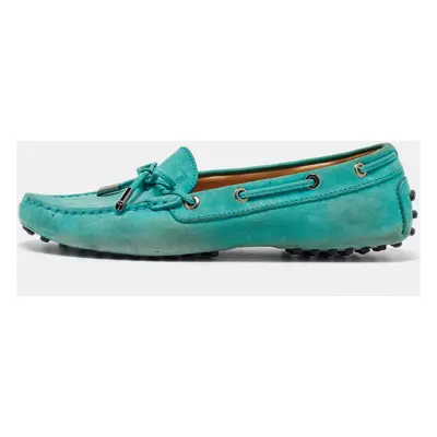 Tod's Turquoise Blue Bow Slip on Loafers Size 37.5