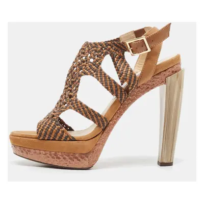 Jimmy Choo Brown Suede and Leather Ankle Strap Sandals Size