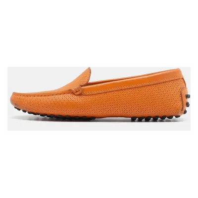 Tod's Orange Perforated Leather Slip On Loafers Size 36.5