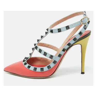 Valentino Multicolor Leather Rockstud Ankle Strap Pumps Size