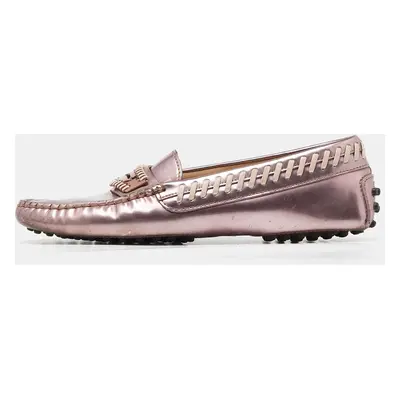 Tod's Pink Patent Leather Gommino Slip On Loafers Size