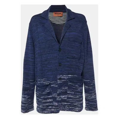 Missoni Navy Blue Patterned Knit Button Front Cardigan