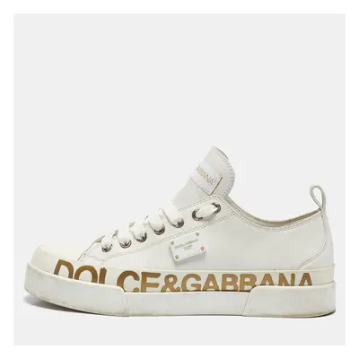 Dolce & Gabbana White Leather Portofino Low Top Sneakers Size 39.5