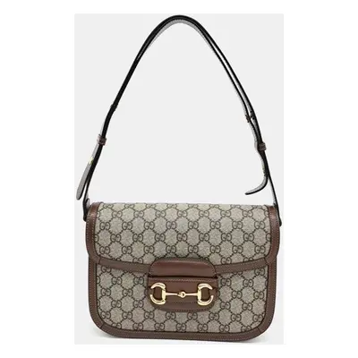 Gucci Beige GG Canvas Horsebit Shoulder Bag