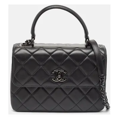 Chanel Black Quilted Leather Trendy CC Top Handle Bag