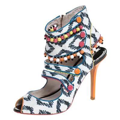 Sophia Webster Multicolor Strappy Leather Beaded Caged Sandals Size