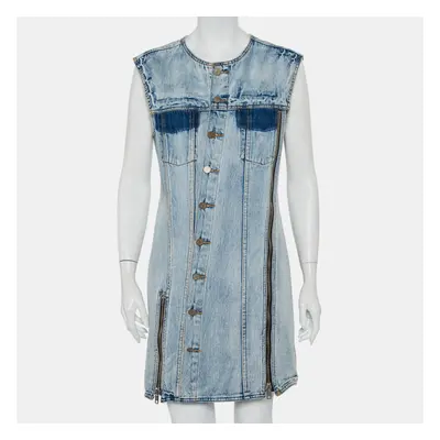 3.1 Phillip Lim Blue Light Wash Denim Asymmetric Button Front Sleeveless Mini Dress