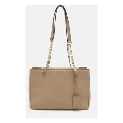 DKNY Beige Leather Bryant Park Chain Tote