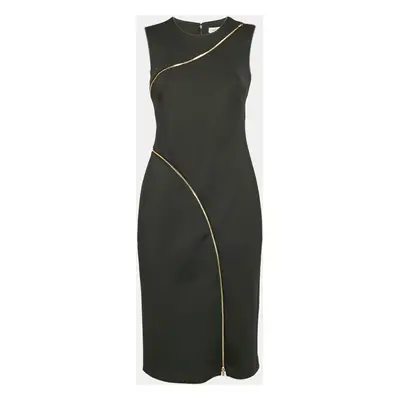 Calvin Klein Black Jersey Zipper Detail Sleeveless Sheath Dress