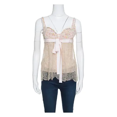 Red Valentino Floral Print Lace Overlay Camisole