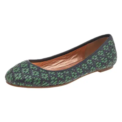 Marc Jacobs Green/Black Braided Leather Ballet Flats Size