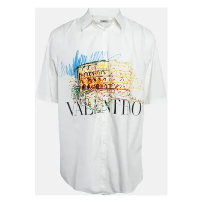 Valentino White Printed Cotton Button Front Shirt