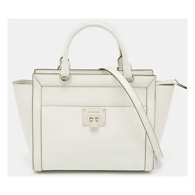 Michael Kors White Leather Large Tina Tote