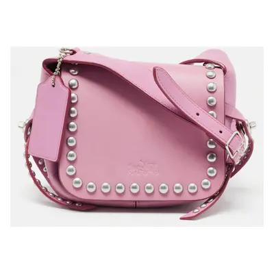 Coach Pink Leather Rivet Dakotah Crossbody Bag