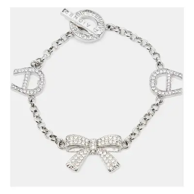 Aigner Logo Bow Crystals Silver Tone Bracelet