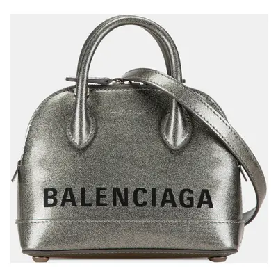 Balenciaga Silver Glitter Ville Top Handle Bag