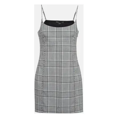 Alexander Wang Grey Plaid Wool Blend Scoop Neck Mini Dress