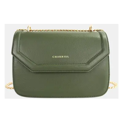 Charriol Military Green Leather Twilight Handbag