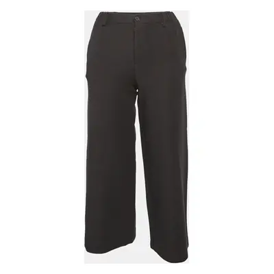 Maje Black Cotton Polaris Wide Leg Crop Trousers