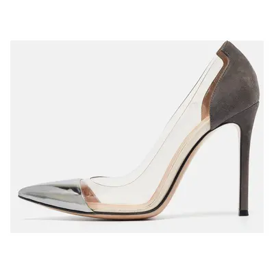 Gianvito Rossi Tricolor Suede and PVC Plexi Pumps Size