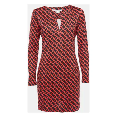 Diane Von Furstenberg Red Printed Silk Jersey Mini Dress