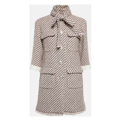 Chanel Pink Wool Tweed Detachable Leather Cuff Coat