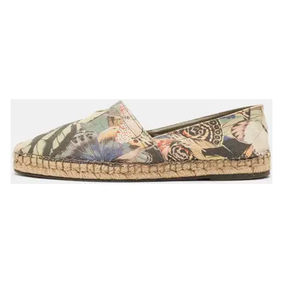 Valentino Multicolor Butterfly Print Canvas Espadrille Flats Size