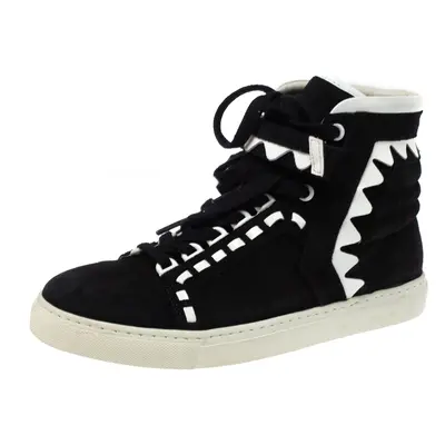 Sophia Webster Monochrome Suede and Patent Leather Riko High Top Sneakers Size 38.5