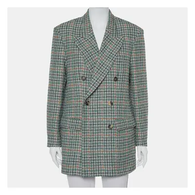 Isabel Marant Green Prince Of Wales Checkered Cotton Double Breasted Telis Blazer