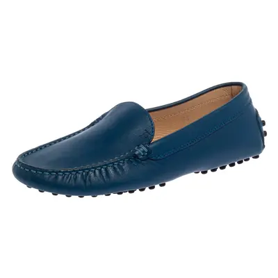 Tod's Blue Leather Slip On Loafers Size