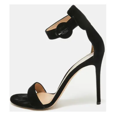 Gianvito Rossi Black Velvet Portofino Sandals Size