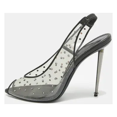 Tom Ford Transparent/Black PVC Polka Dot Print Slingback Pumps Size