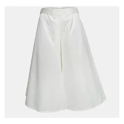 Marni White Cotton Inverted Pleat Midi Skirt