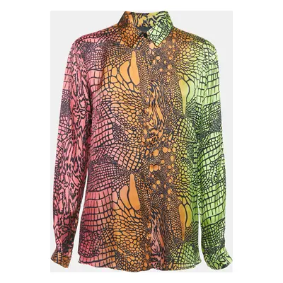 Just Cavalli Multicolor Reptile Printed Cotton Shirt