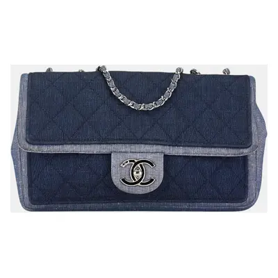 Chanel Blue Navy Denim Matelasse Coco Mark Chain Bag