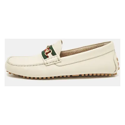 Gucci Cream Leather Horsebit Slip On Loafers Size