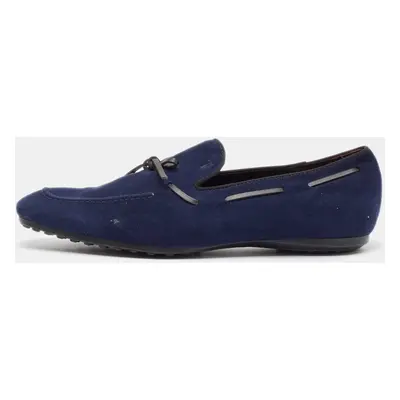 Tod's Navy Blue Suede Bow Loafers Size 39.5